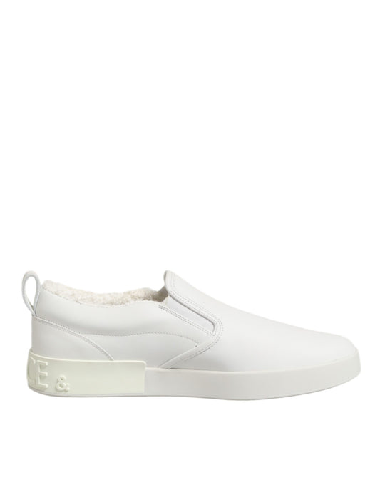 Sneakers basses en cuir blanc à enfiler Dolce &amp; Gabbana