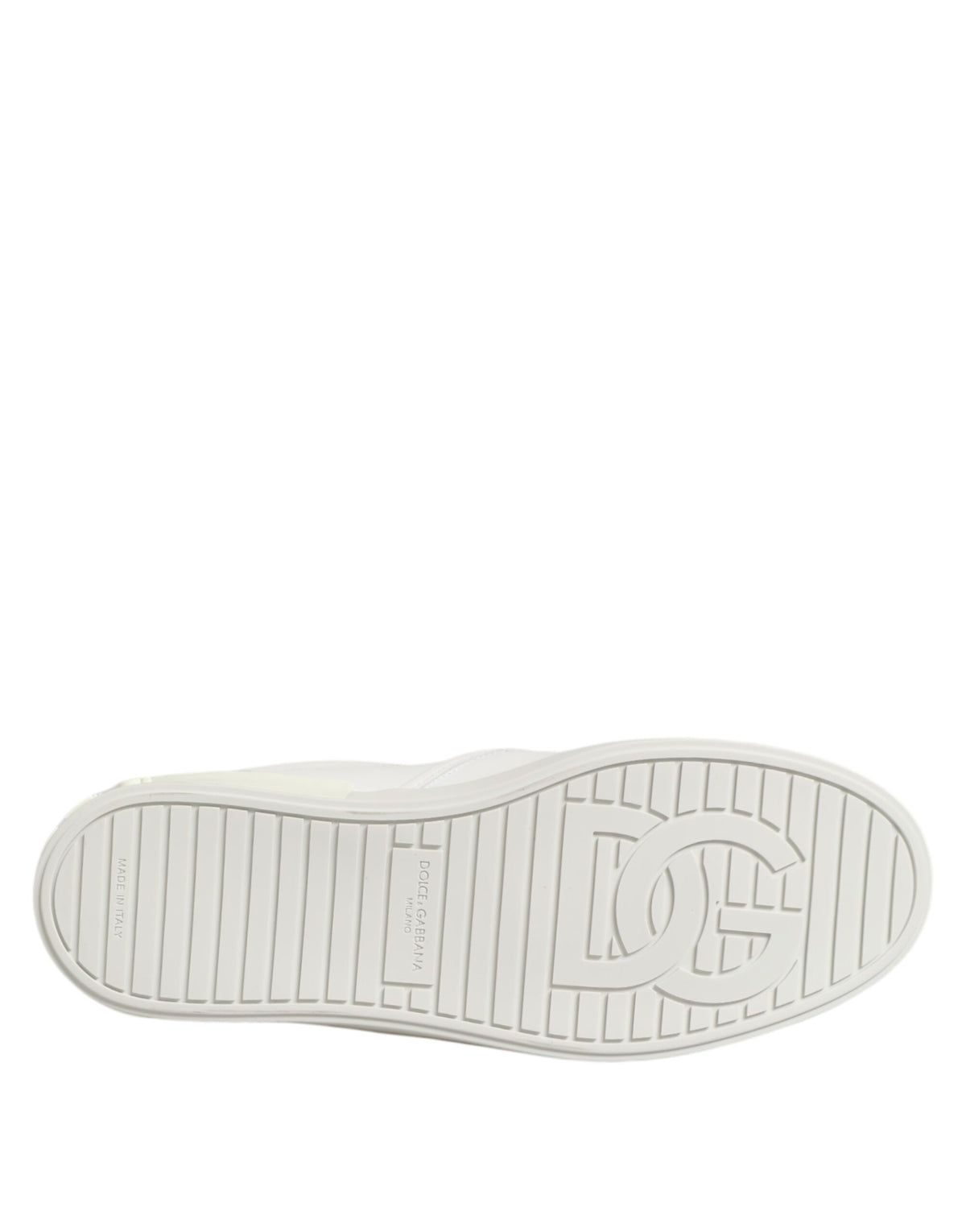 Dolce & Gabbana White Leather Low Top Slip On Sneakers