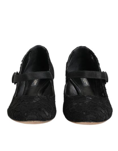 Dolce &amp; Gabbana zwarte Vally Taormina pumps met bloemenkant