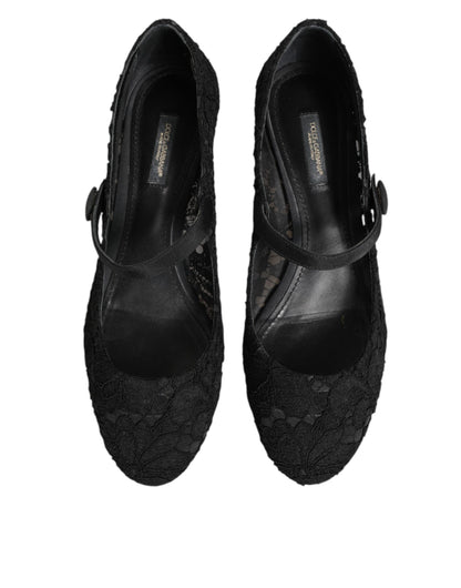 Dolce &amp; Gabbana zwarte Vally Taormina pumps met bloemenkant