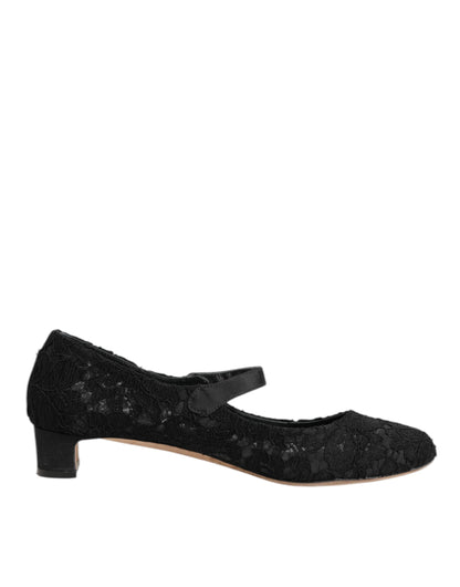 Dolce &amp; Gabbana zwarte Vally Taormina pumps met bloemenkant