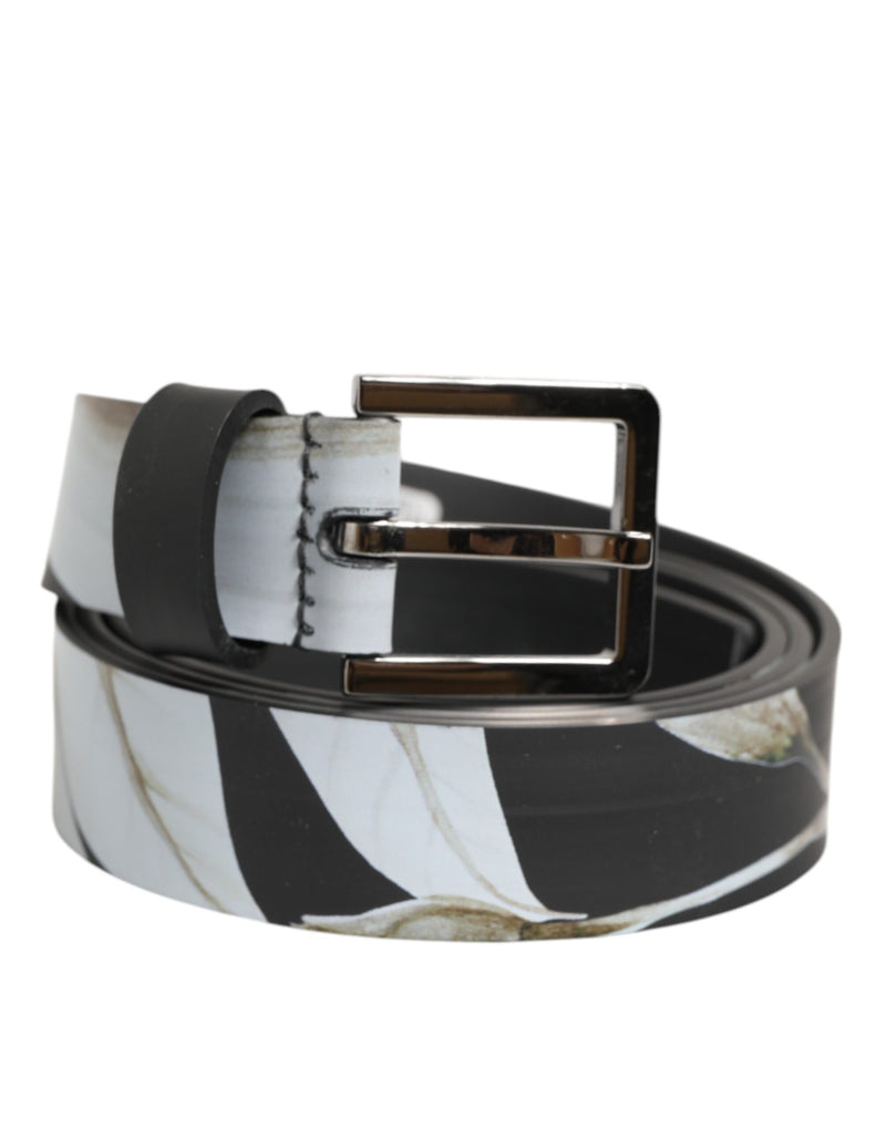 Dolce &amp; Gabbana Multicolor PVC Floral Zilveren Gesp Herenriem