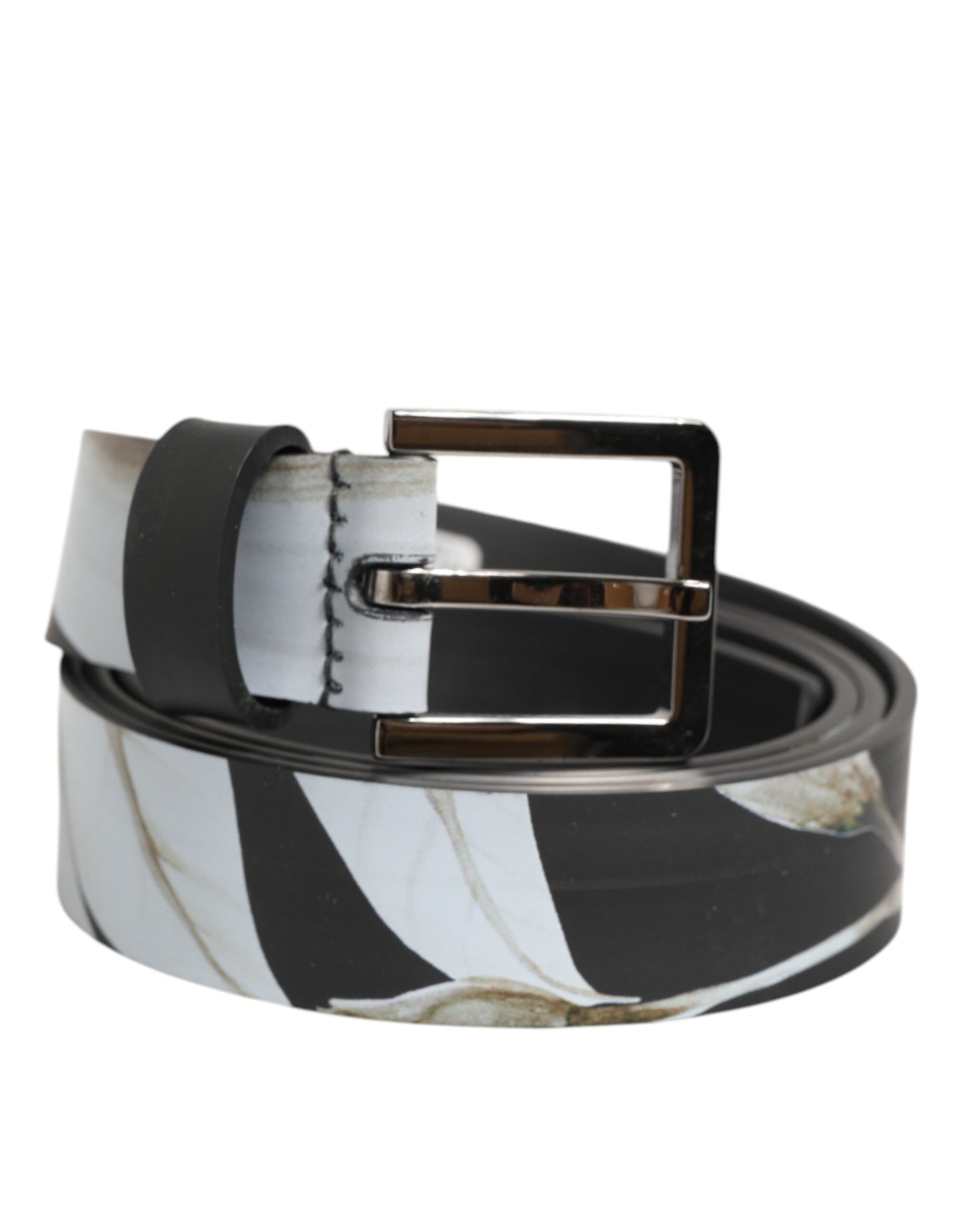 Ceinture homme Dolce &amp; Gabbana multicolore en PVC à motif floral et boucle argentée