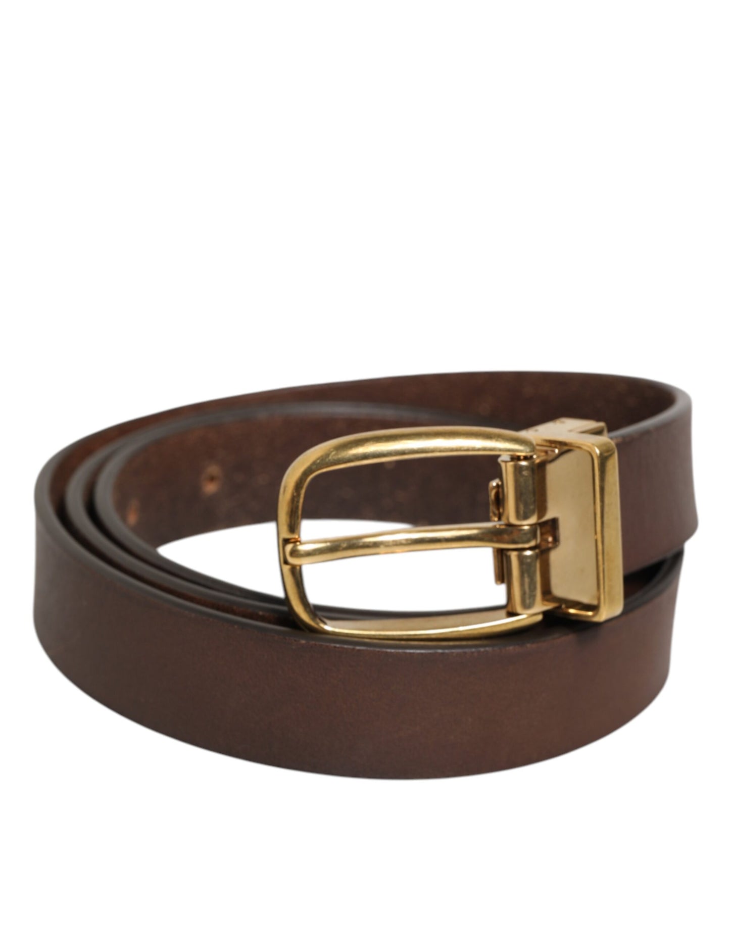 Dolce &amp; Gabbana Bruine Klassieke Gouden Metalen Logo Gesp Herenriem