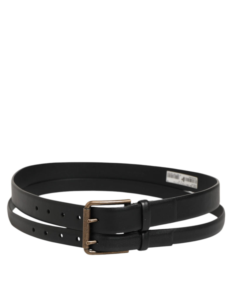Dolce &amp; Gabbana zwarte leren riem met dubbele band en messing gesp