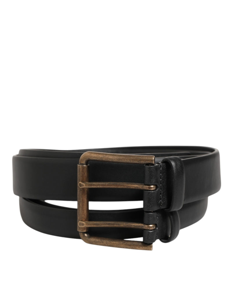 Dolce &amp; Gabbana zwarte leren riem met dubbele band en messing gesp