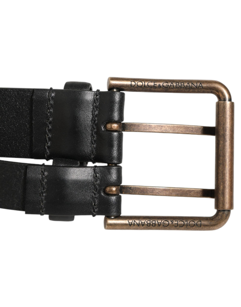 Dolce &amp; Gabbana zwarte leren riem met dubbele band en messing gesp