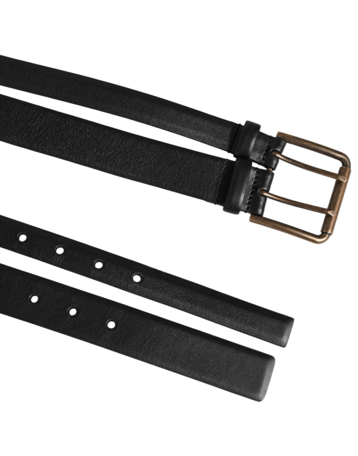 Ceinture Dolce &amp; Gabbana en cuir noir à double sangle et boucle en laiton