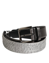 Ceinture homme Dolce &amp; Gabbana en cuir grainé noir et argent avec boucle