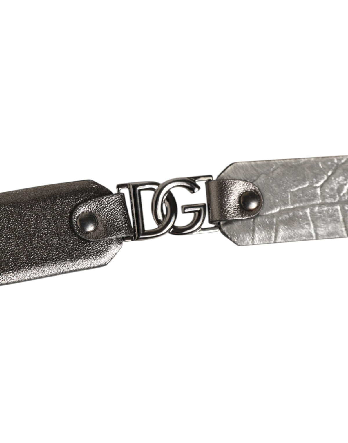 Ceinture homme Dolce &amp; Gabbana en cuir grainé noir et argent avec boucle