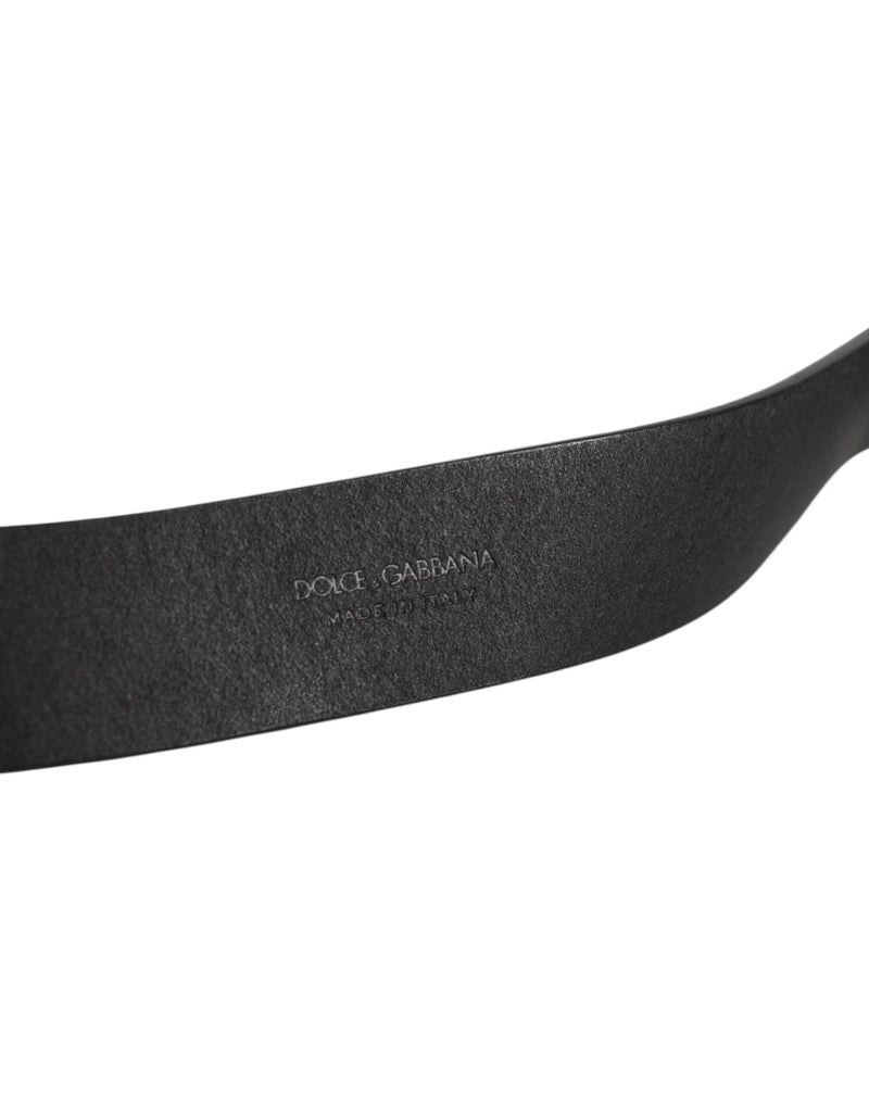 Ceinture homme classique en cuir noir avec boucle en métal de Dolce &amp; Gabbana