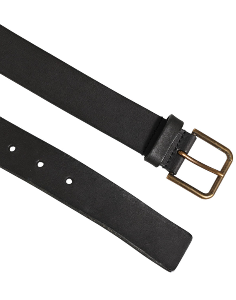 Ceinture homme classique en cuir noir avec boucle en métal de Dolce &amp; Gabbana