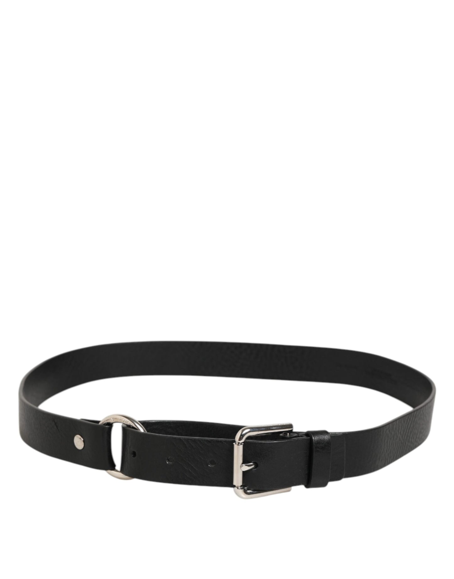Dolce &amp; Gabbana Zwarte Leren Klassieke Metalen Logo Gesp Riem