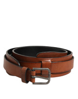 Ceinture Dolce & Gabbana marron pour homme avec boucle logo en métal doré classique