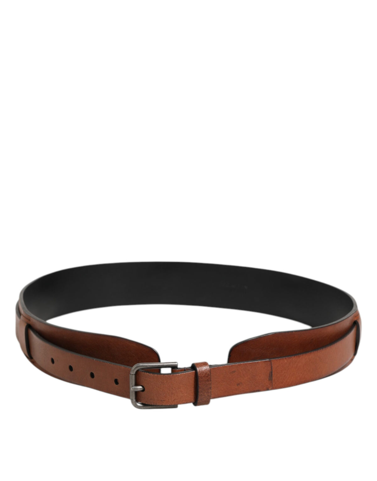 Ceinture Dolce & Gabbana marron pour homme avec boucle logo en métal doré classique