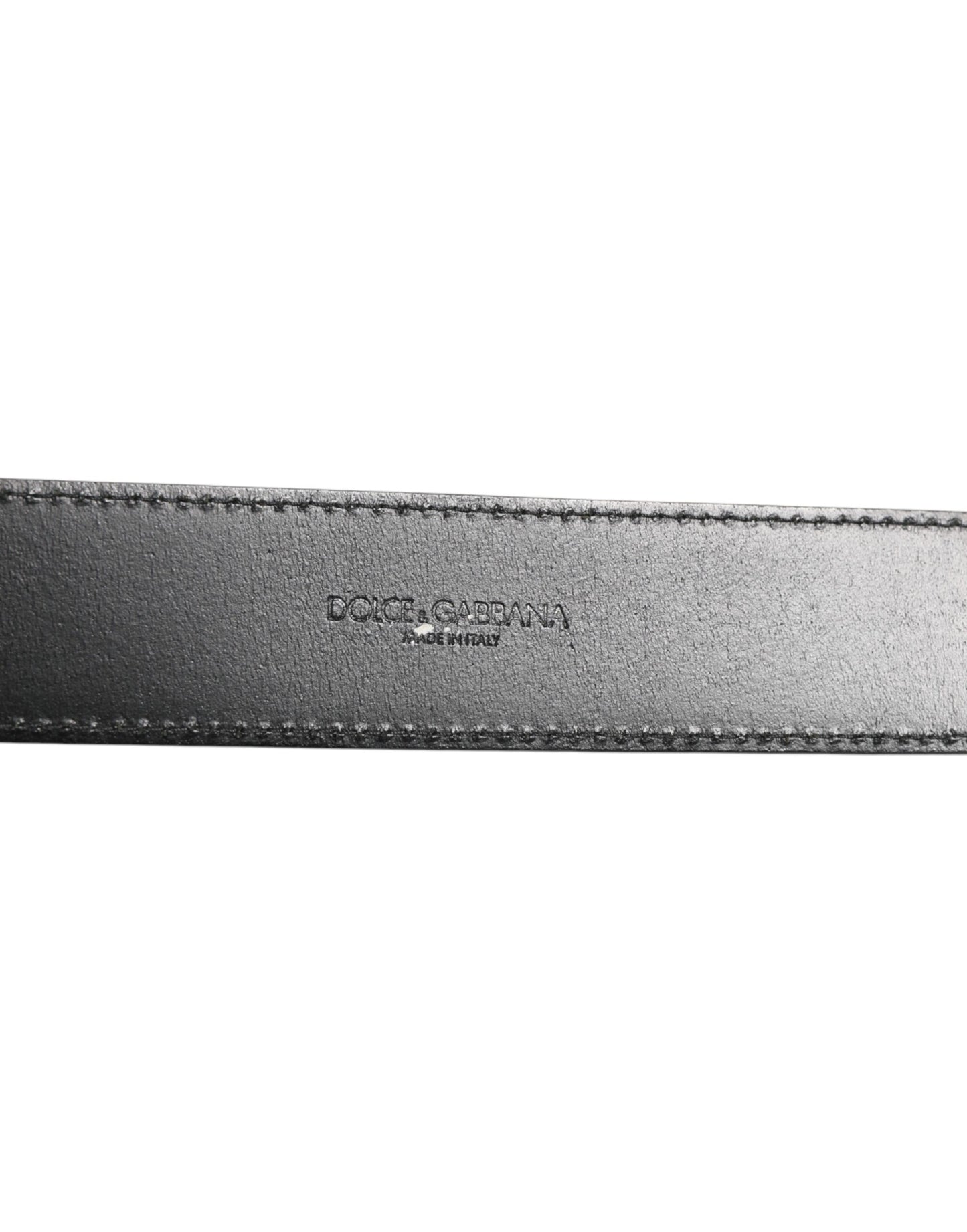 Dolce &amp; Gabbana Zwarte Leren Klassieke Metalen Logo Gesp Riem