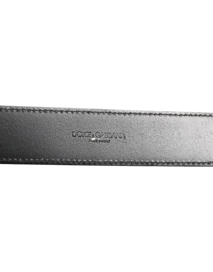 Dolce &amp; Gabbana Zwarte Leren Klassieke Metalen Logo Gesp Riem