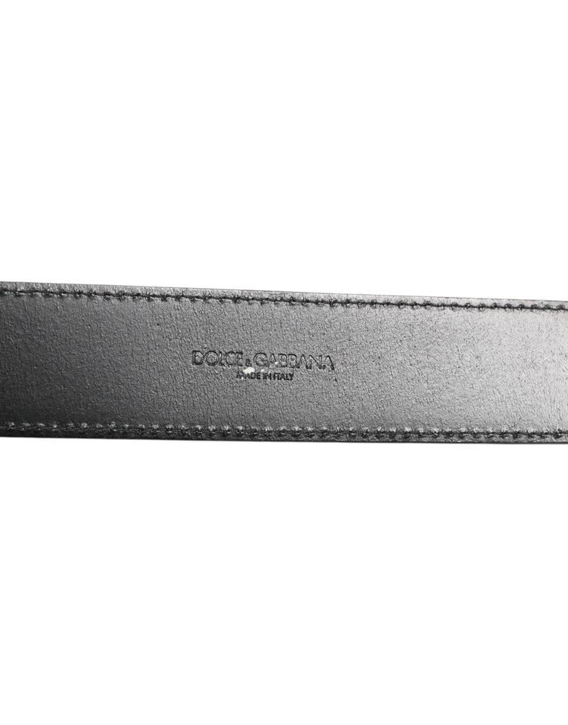 Ceinture classique en cuir noir Dolce &amp; Gabbana avec boucle en métal et logo