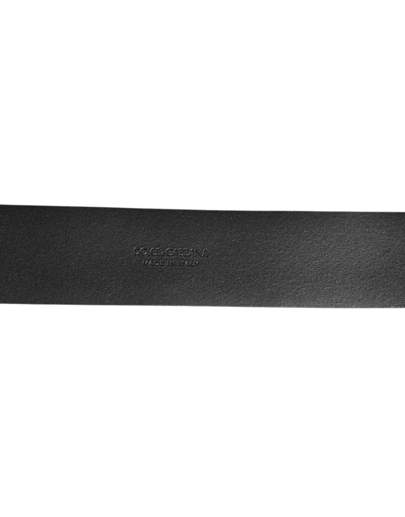 Ceinture en cuir noir Dolce &amp; Gabbana avec anneaux latéraux et boucle en laiton