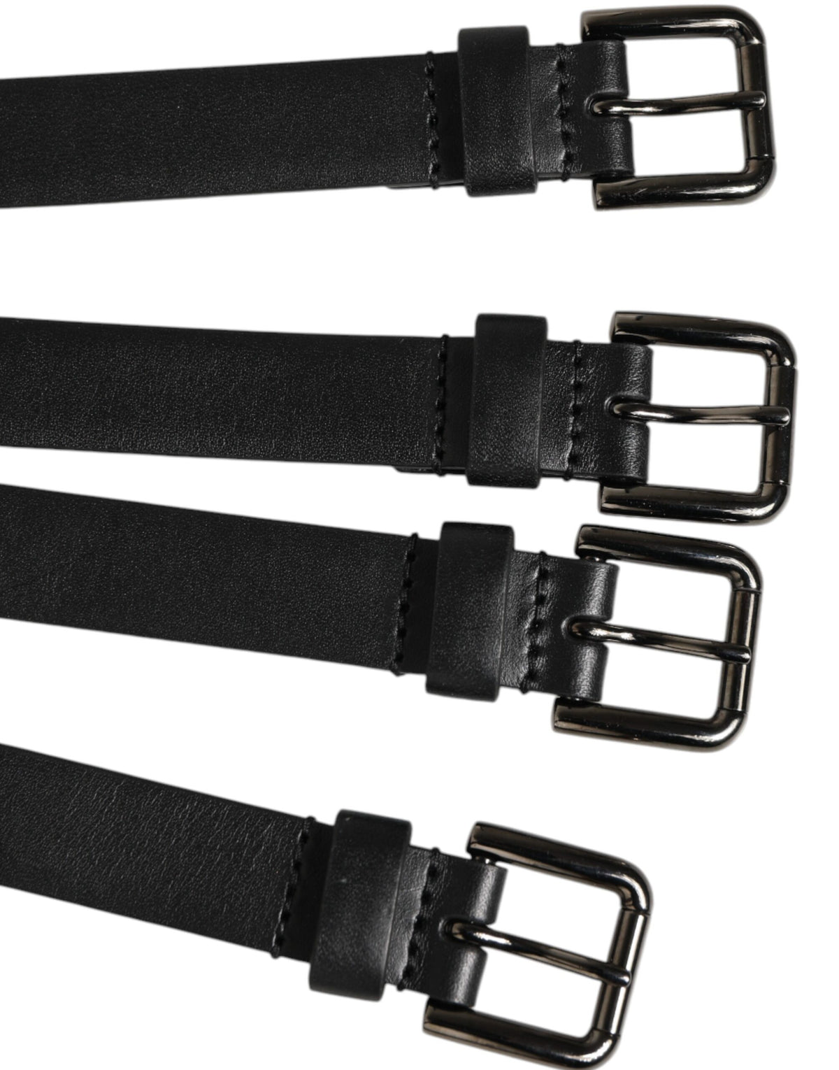Ceinture Dolce &amp; Gabbana en cuir noir à 4 sangles et boucles métalliques multiples