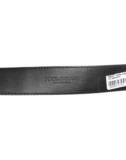 Dolce &amp; Gabbana Zwarte Leren Klassieke Metalen Logo Gesp Riem