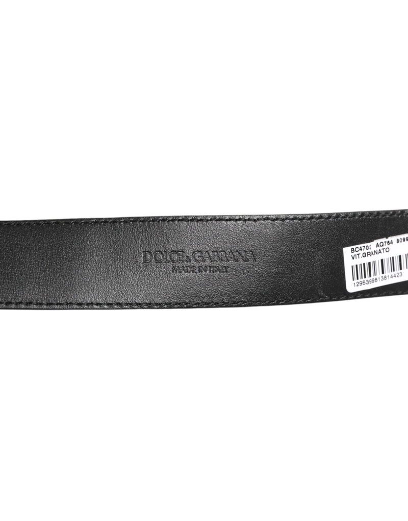 Ceinture classique en cuir noir Dolce &amp; Gabbana avec boucle en métal et logo
