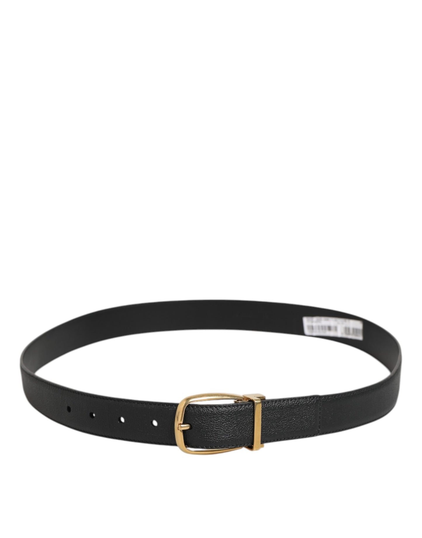 Dolce &amp; Gabbana Zwarte Leren Klassieke Metalen Logo Gesp Riem