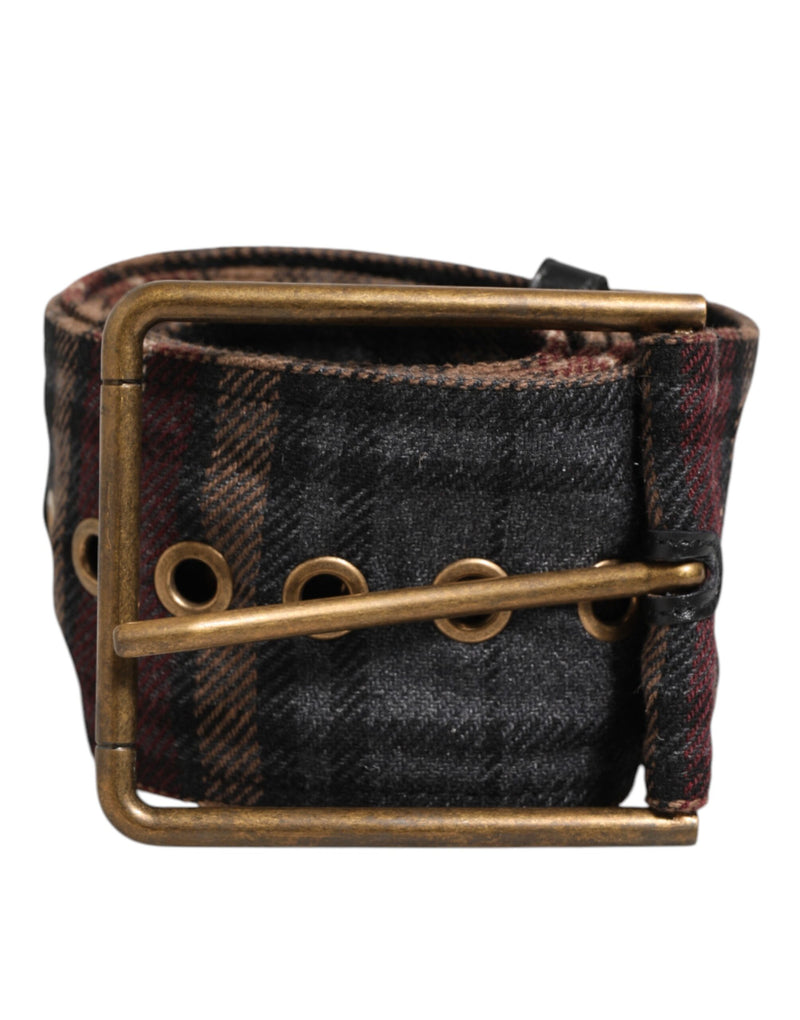 Ceinture Dolce &amp; Gabbana en tissu à carreaux avec logo et boucle en laiton