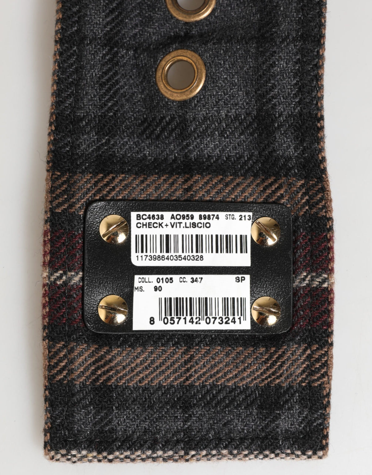 Ceinture Dolce &amp; Gabbana en tissu à carreaux avec logo et boucle en laiton