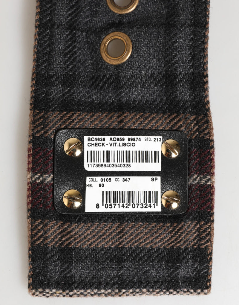 Ceinture Dolce &amp; Gabbana en tissu à carreaux avec logo et boucle en laiton