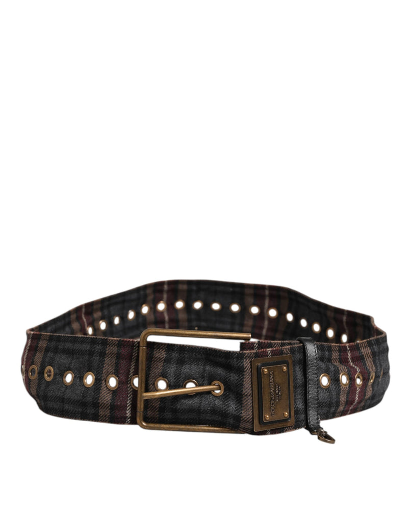 Ceinture Dolce &amp; Gabbana en tissu à carreaux avec logo et boucle en laiton