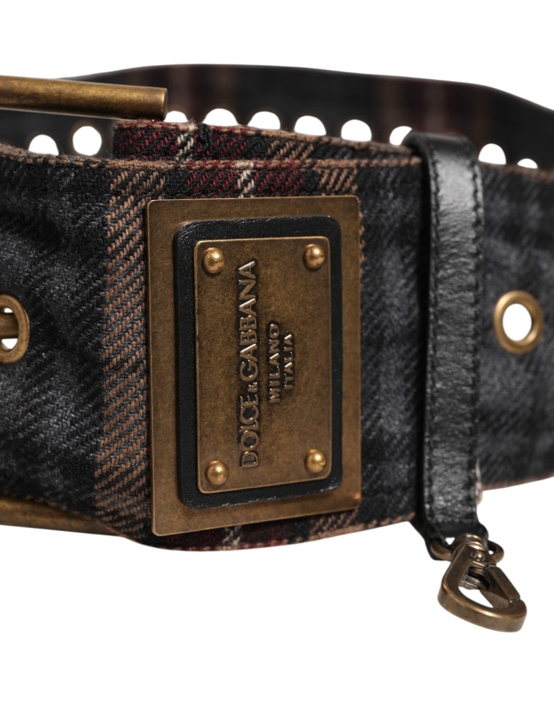 Ceinture Dolce &amp; Gabbana en tissu à carreaux avec logo et boucle en laiton
