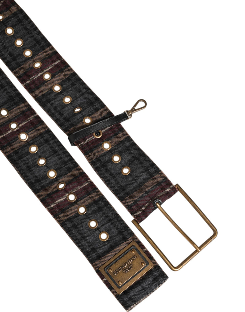 Ceinture Dolce &amp; Gabbana en tissu à carreaux avec logo et boucle en laiton