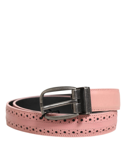 Ceinture Dolce &amp; Gabbana en cuir rose perforé avec boucle