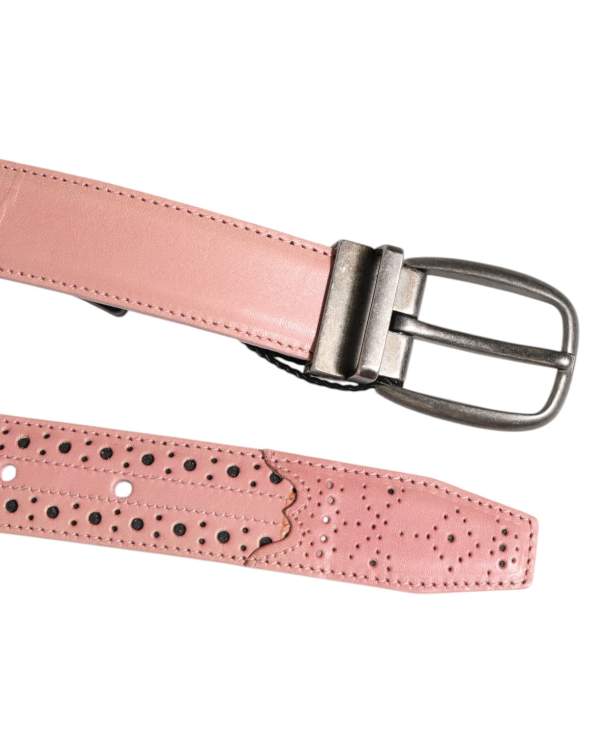 Ceinture Dolce &amp; Gabbana en cuir rose perforé avec boucle