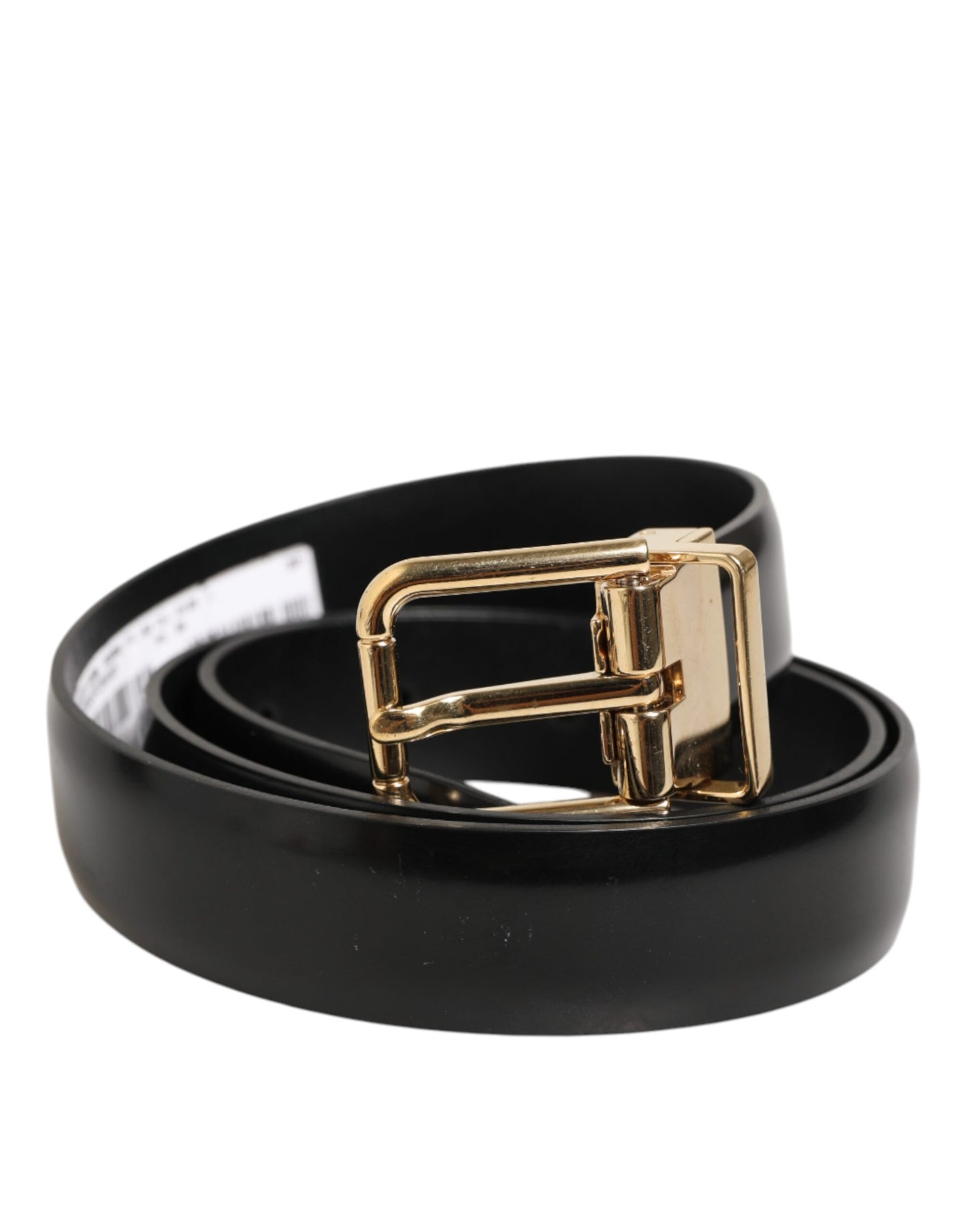Ceinture Dolce &amp; Gabbana classique en cuir noir avec boucle dorée