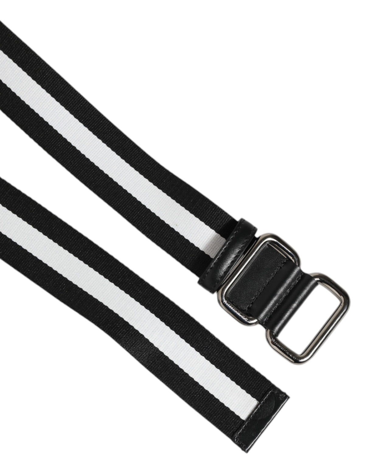 Ceinture homme Dolce &amp; Gabbana à rayures noires et blanches et boucle métallique