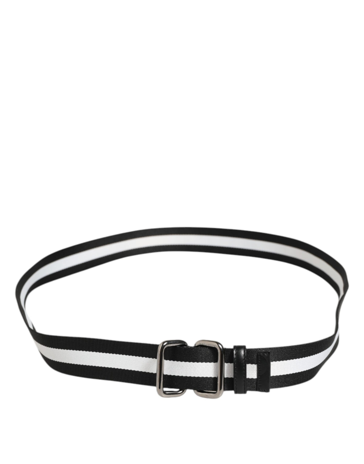 Ceinture homme Dolce &amp; Gabbana à rayures noires et blanches et boucle métallique