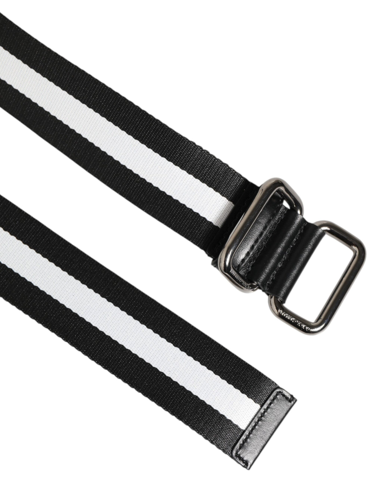 Ceinture Dolce &amp; Gabbana à rayures noires et blanches avec logo et boucle métallique