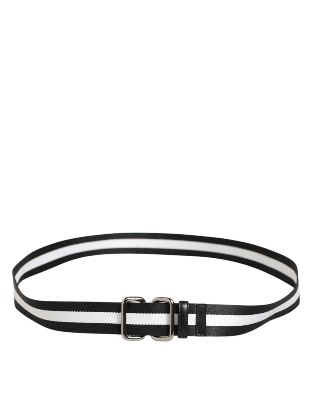 Ceinture Dolce &amp; Gabbana à rayures noires et blanches avec logo et boucle métallique