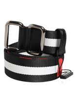 Ceinture Dolce &amp; Gabbana à rayures noires et blanches avec logo et boucle métallique