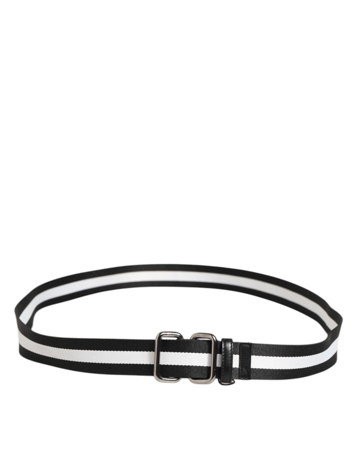 Ceinture Dolce &amp; Gabbana à rayures noires et blanches avec logo et boucle métallique