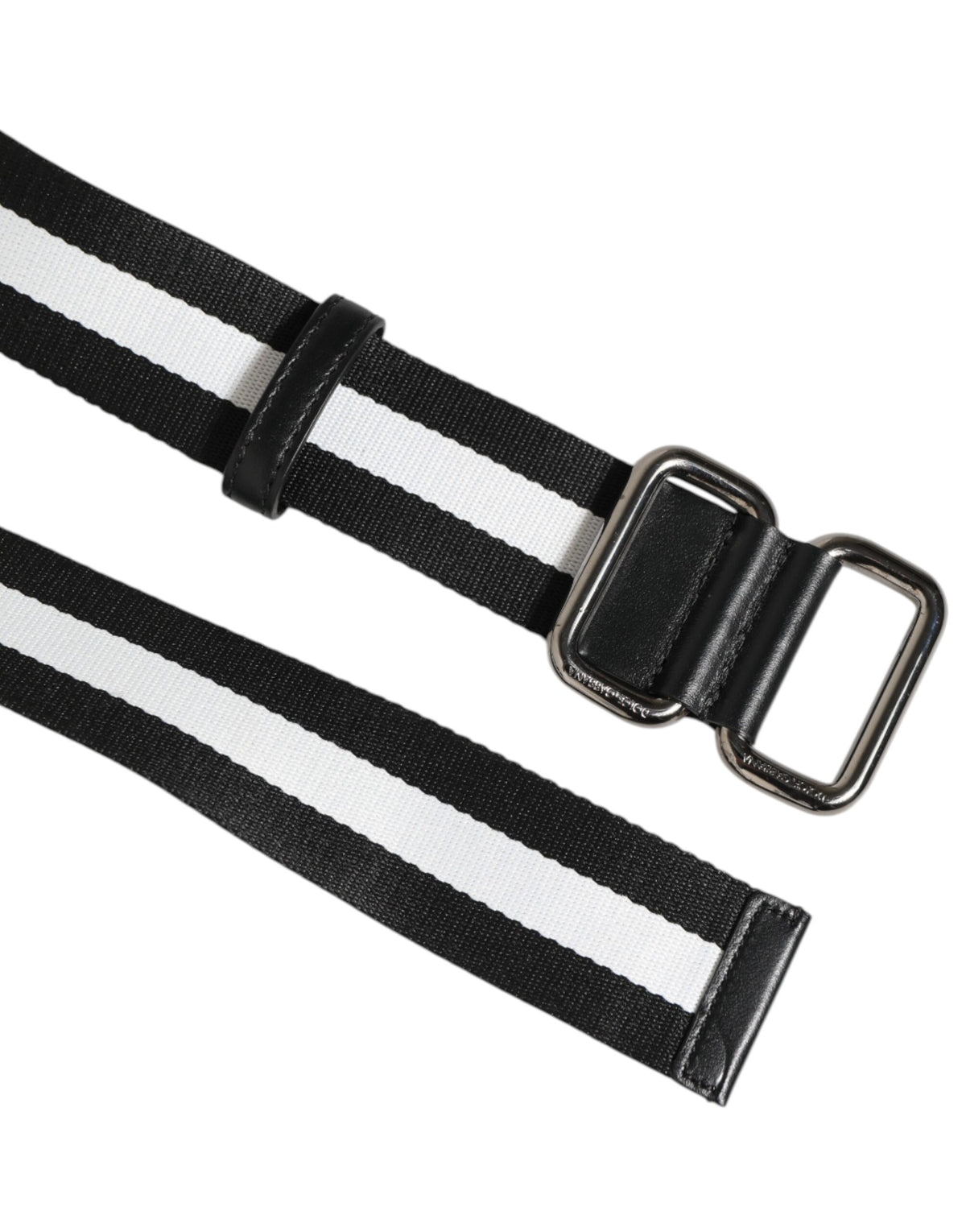 Ceinture Dolce &amp; Gabbana à rayures noires et blanches avec logo et boucle métallique