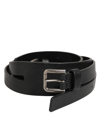Ceinture en cuir noir à double sangle et boucle dorée Dolce &amp; Gabbana
