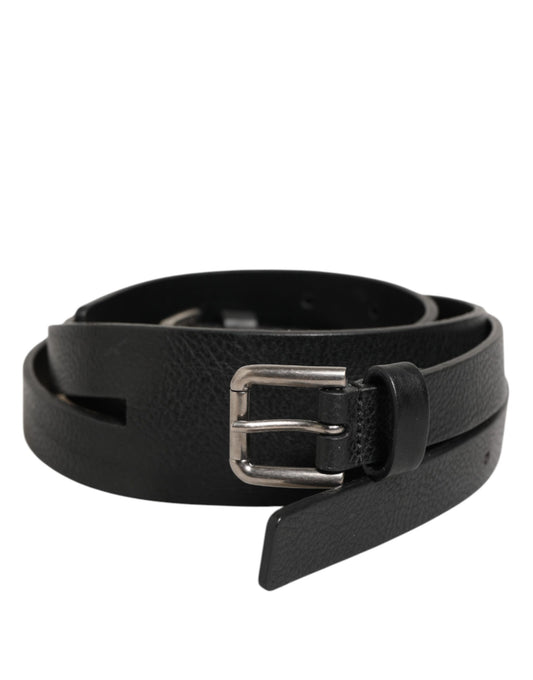 Ceinture en cuir noir à double sangle et boucle dorée Dolce &amp; Gabbana