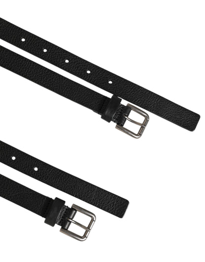 Ceinture en cuir noir à double sangle et boucle dorée Dolce &amp; Gabbana