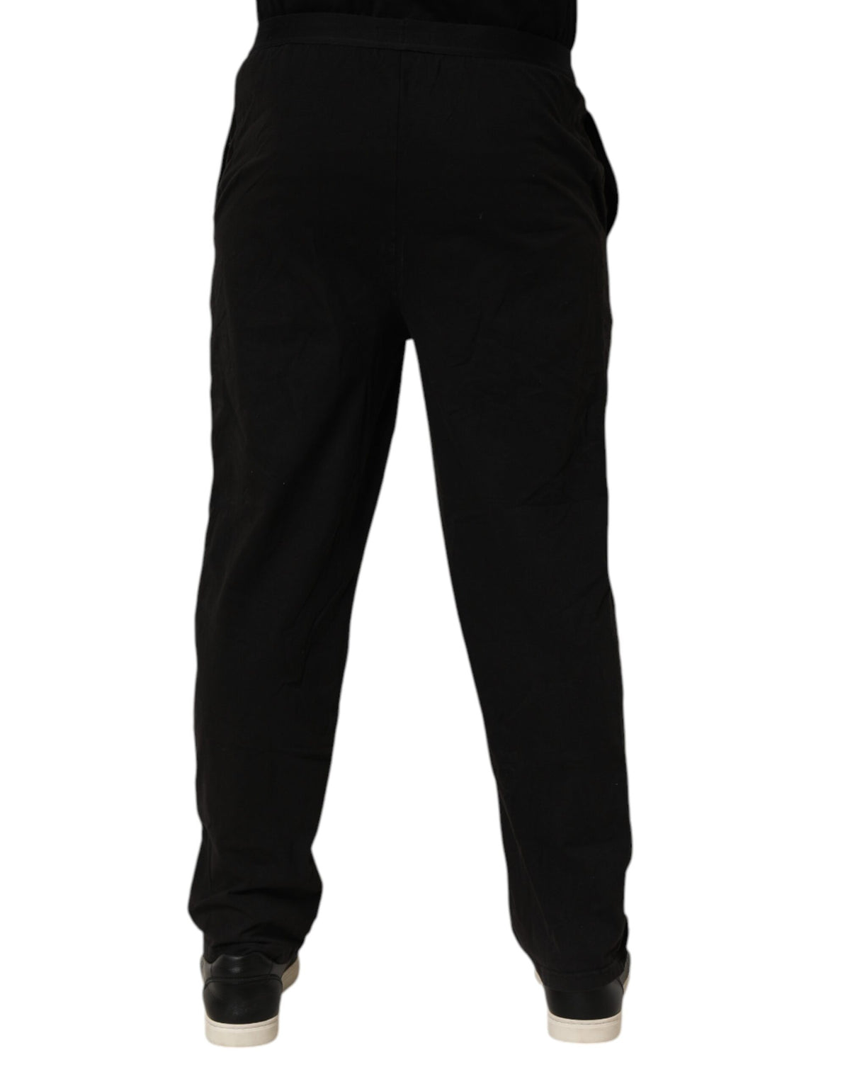 Pantalon Emporio Armani en mélange de coton noir avec logo et ceinture