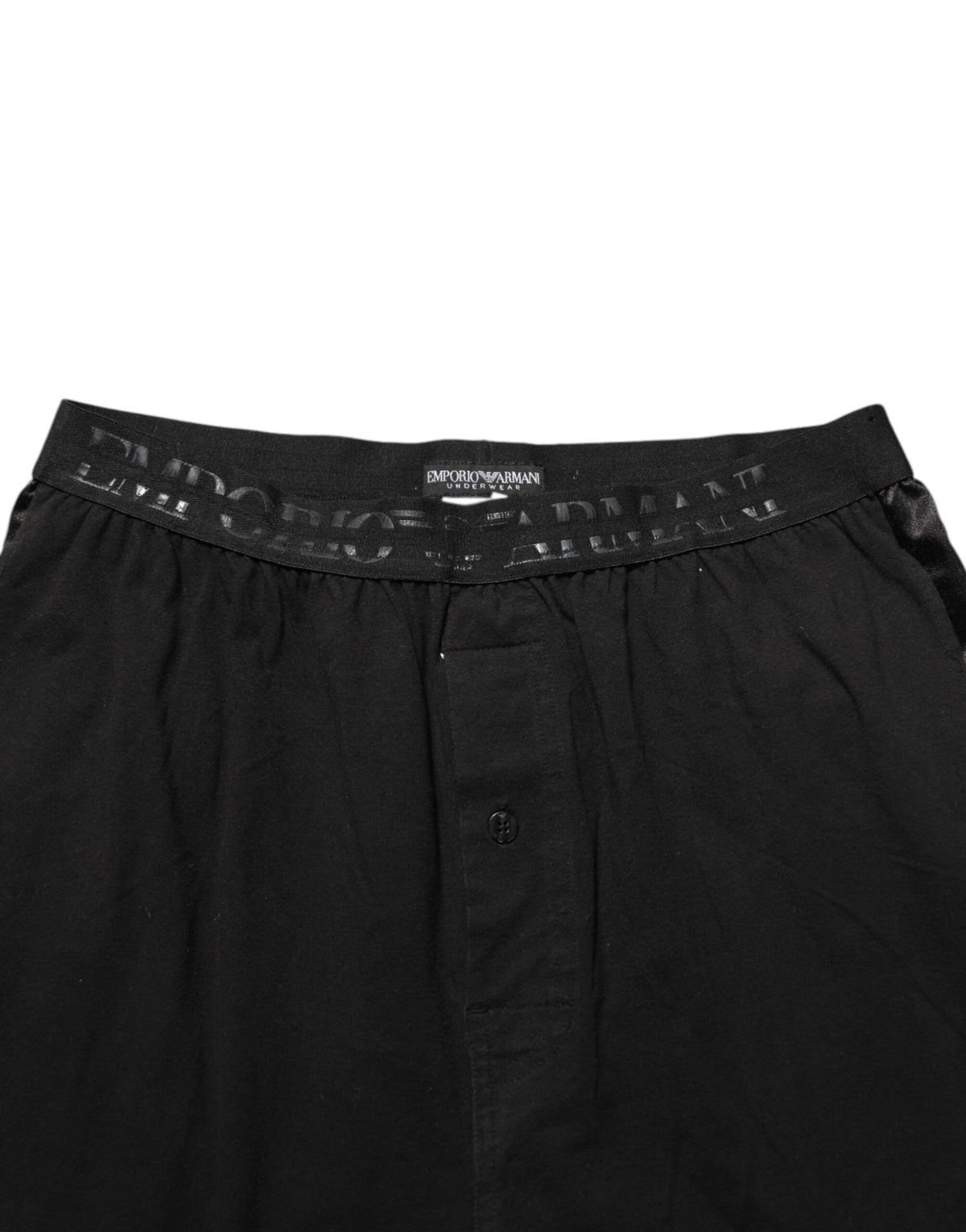 Pantalon Emporio Armani en mélange de coton noir avec logo et ceinture