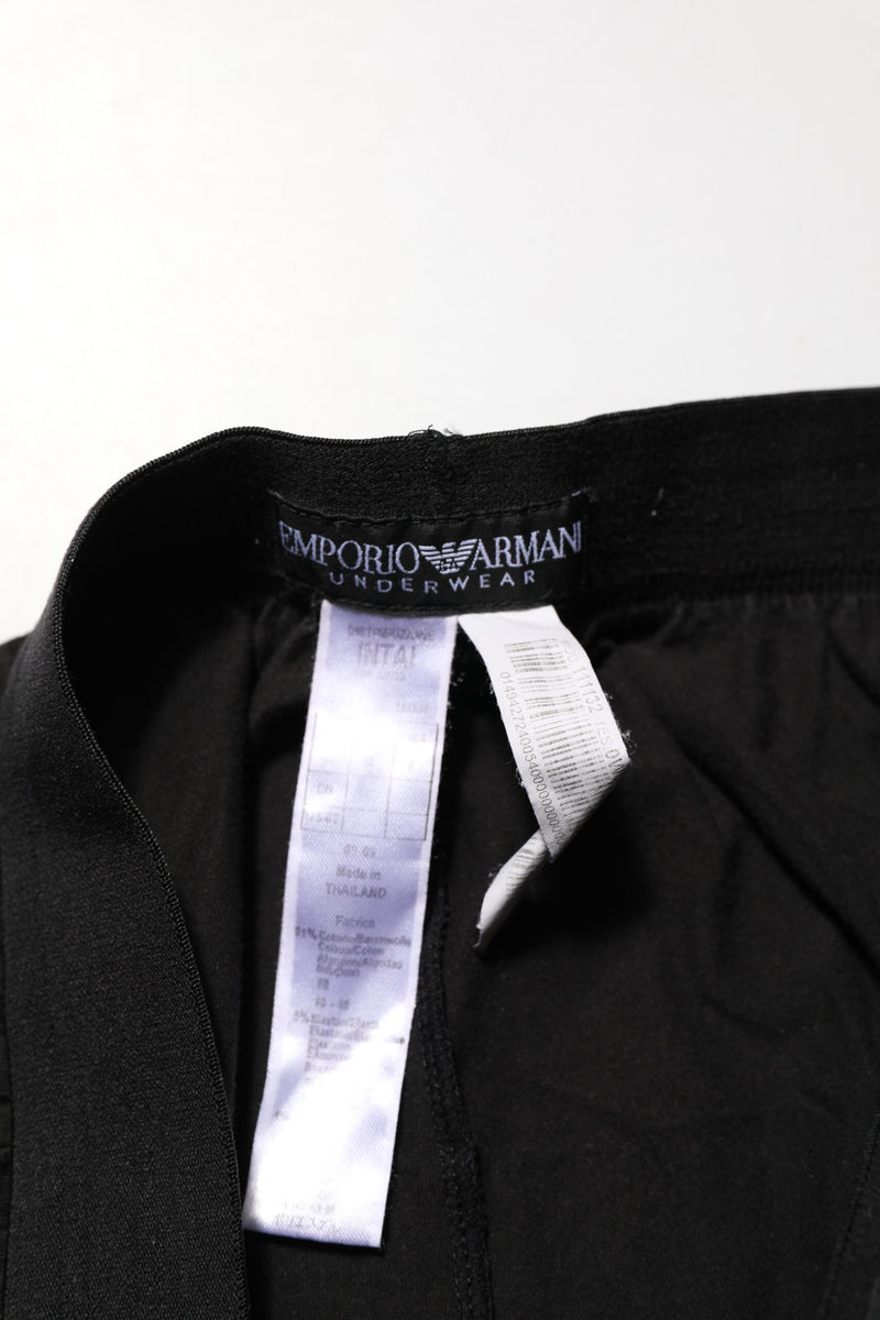 Emporio Armani Black Cotton Blend Logo Waistband Trouser Pants