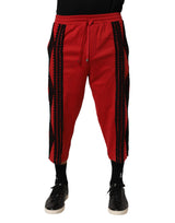 Pantalon casual court brodé rouge de Dolce &amp; Gabbana